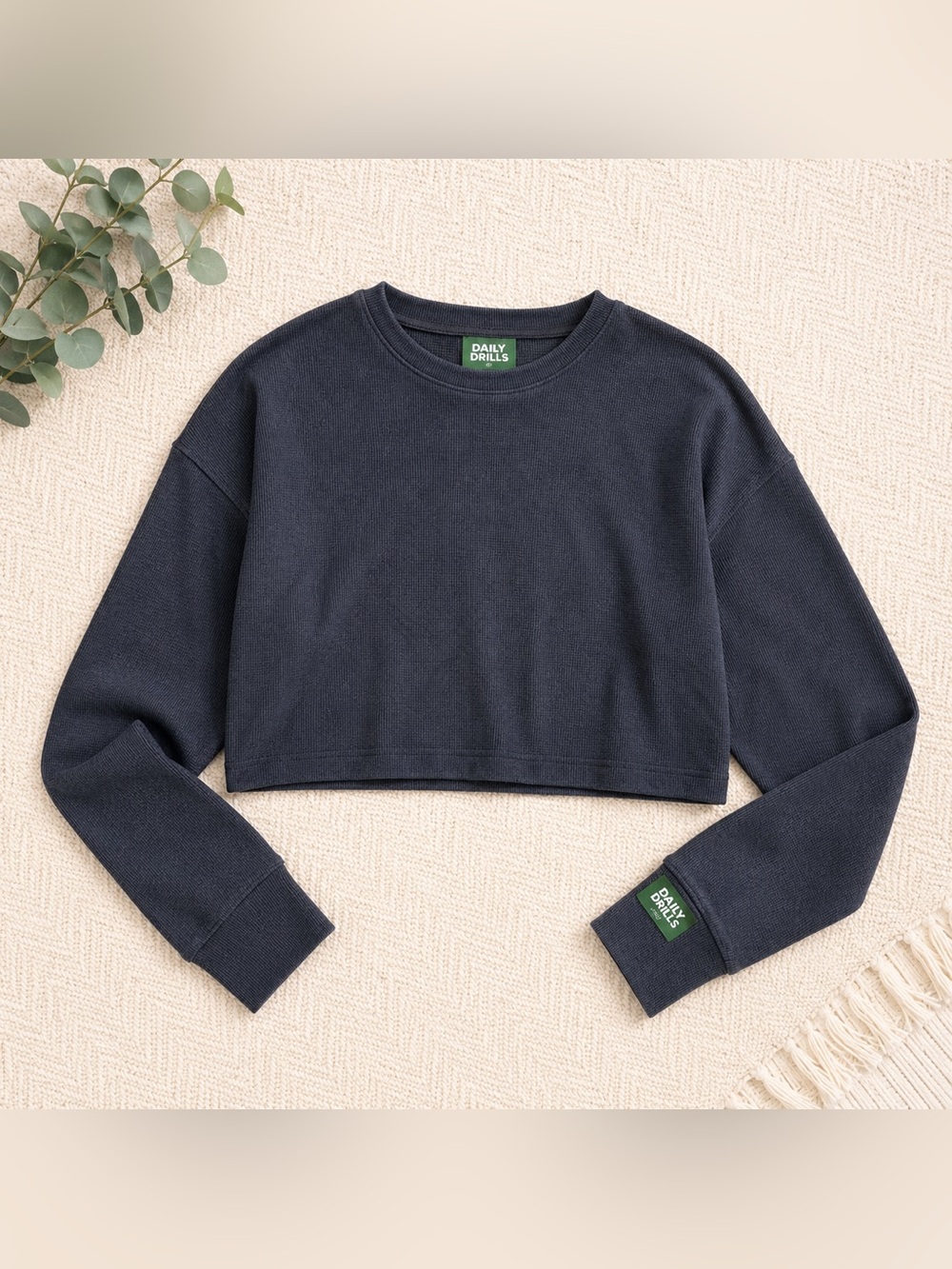 Daily Drills Heather Gray Cropped Long-Sleeve Top